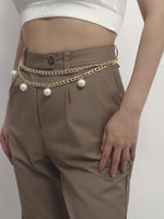 Load image into Gallery viewer, Fashion Faux Pearl Pendant Double-Layer Chain Belt - ÈquilibreFashions
