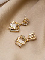Load image into Gallery viewer, Shiny Rhinestone Square Short Earrings For Women - ÈquilibreFashions
