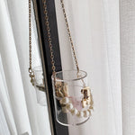 Load image into Gallery viewer, Faux Pearl Cylindrical Transparent Acrylic Mini Chain Bags - ÈquilibreFashions
