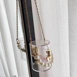 Faux Pearl Cylindrical Transparent Acrylic Mini Chain Bags - ÈquilibreFashions