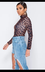 Load image into Gallery viewer, Leopard Print High Neck Long Sleeve Bodysuit - ÈquilibreFashions
