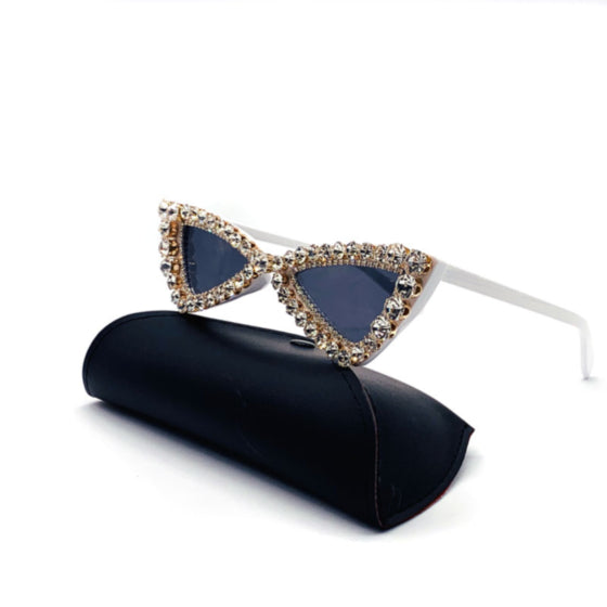 Geometric framed rhinestone sunglasses - ÈquilibreFashions