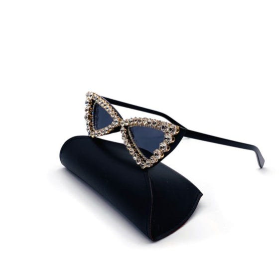 Geometric framed rhinestone sunglasses - ÈquilibreFashions