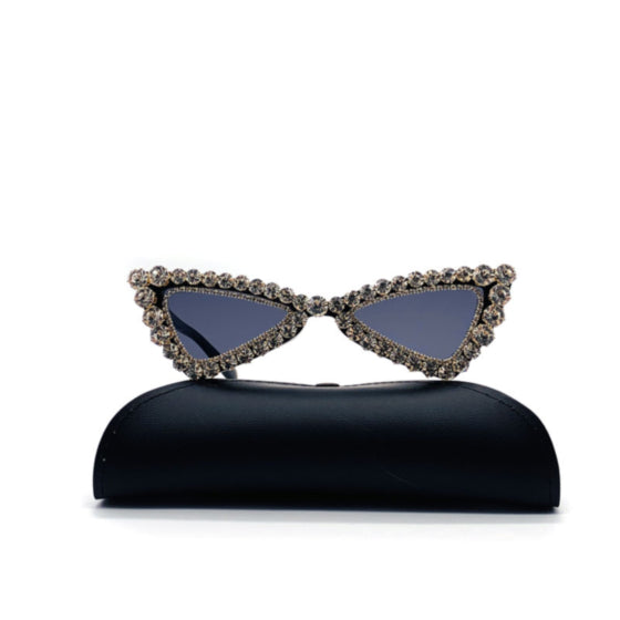 Geometric framed rhinestone sunglasses - ÈquilibreFashions