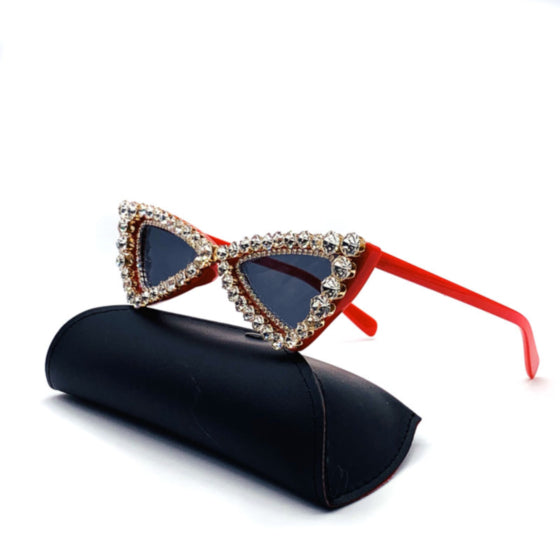 Geometric framed rhinestone sunglasses - ÈquilibreFashions