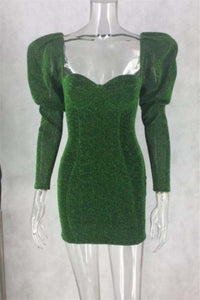 Zaire Square Neckline Puff-Sleeve Dress - ÈquilibreFashions