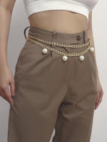 Load image into Gallery viewer, Fashion Faux Pearl Pendant Double-Layer Chain Belt - ÈquilibreFashions
