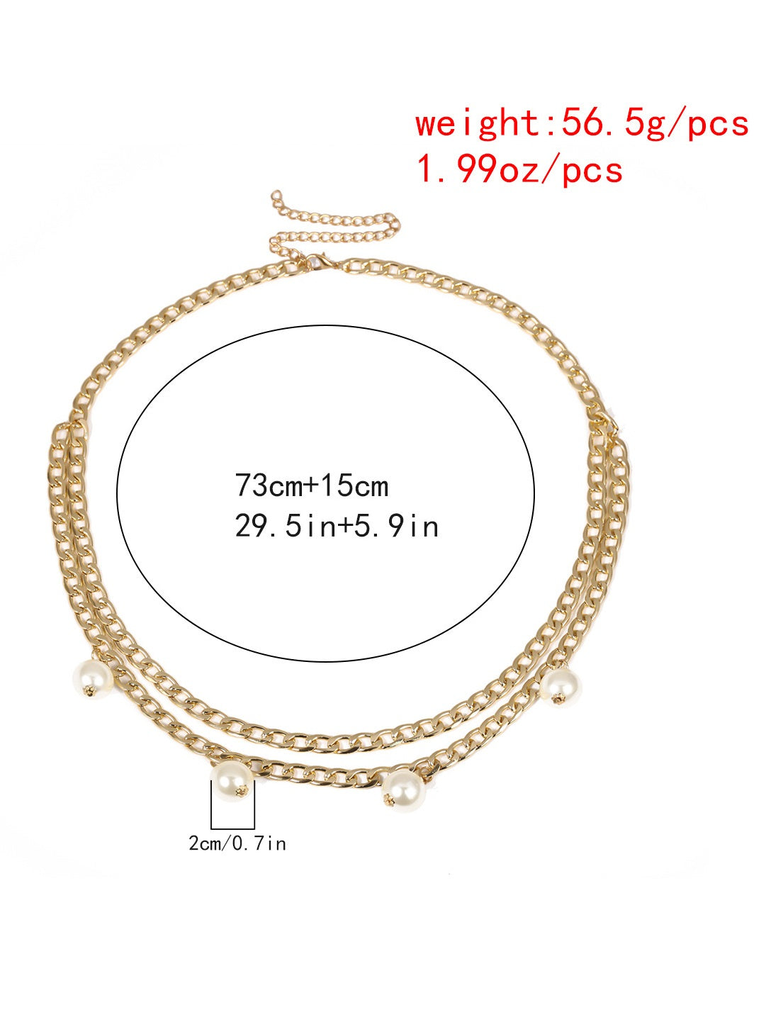 Fashion Faux Pearl Pendant Double-Layer Chain Belt - ÈquilibreFashions