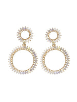 Load image into Gallery viewer, Small Faux Pearls Glitter Rhinestone Circle Drop Earrings - ÈquilibreFashions
