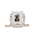 Load image into Gallery viewer, Faux Pearl Cylindrical Transparent Acrylic Mini Chain Bags - ÈquilibreFashions
