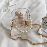 Load image into Gallery viewer, Faux Pearl Cylindrical Transparent Acrylic Mini Chain Bags - ÈquilibreFashions
