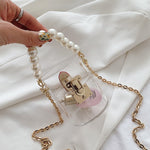 Load image into Gallery viewer, Faux Pearl Cylindrical Transparent Acrylic Mini Chain Bags - ÈquilibreFashions
