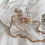 Load image into Gallery viewer, Faux Pearl Cylindrical Transparent Acrylic Mini Chain Bags - ÈquilibreFashions
