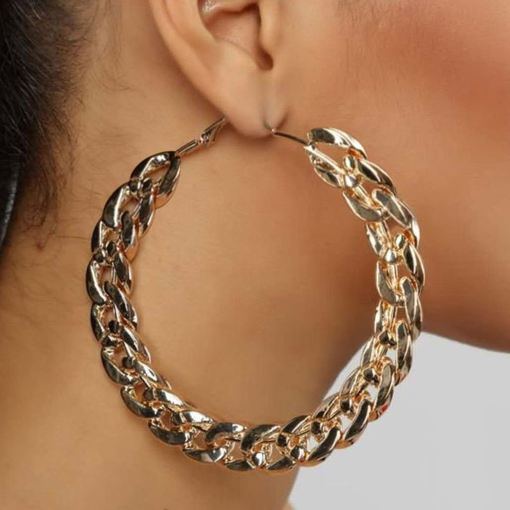Thick Chain Big Hoop Earrings - ÈquilibreFashions