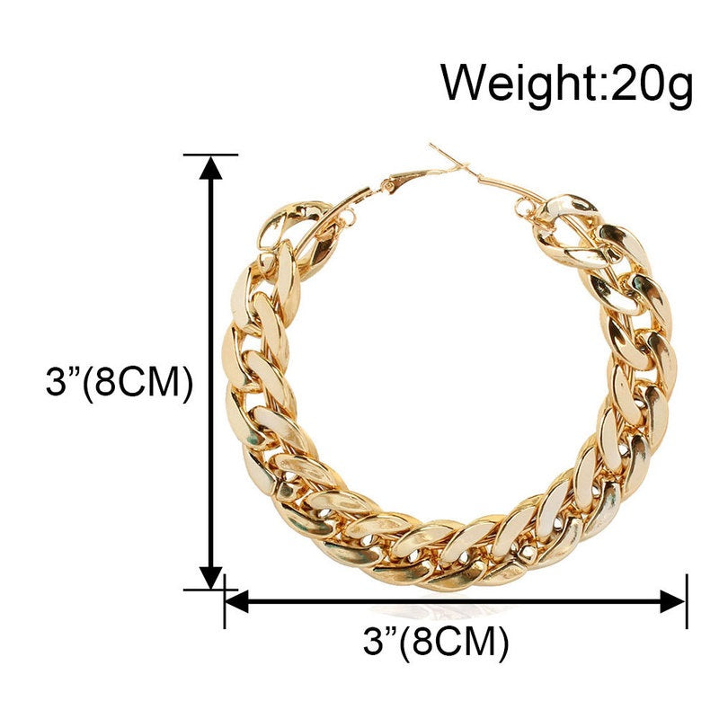 Thick Chain Big Hoop Earrings - ÈquilibreFashions
