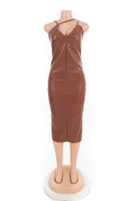Load image into Gallery viewer, LEATHER SPLIT DRESS - ÈquilibreFashions
