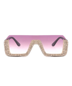 Half frame fashion rheinstone decor sunglasses - ÈquilibreFashions