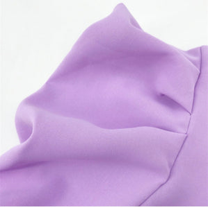 new stylish solid color puffed sleeve fit slim chiffon casual top (with belt) - ÈquilibreFashions