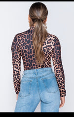 Load image into Gallery viewer, Leopard Print High Neck Long Sleeve Bodysuit - ÈquilibreFashions
