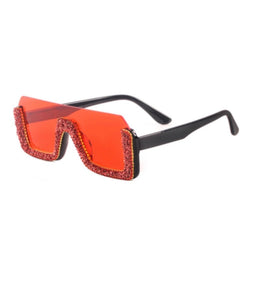 Half frame fashion rheinstone decor sunglasses - ÈquilibreFashions