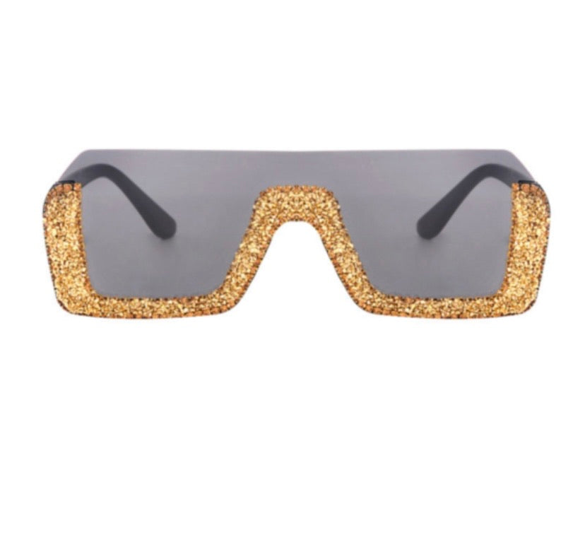 Half frame fashion rheinstone decor sunglasses - ÈquilibreFashions