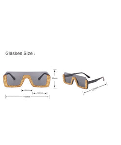 Half frame fashion rheinstone decor sunglasses - ÈquilibreFashions