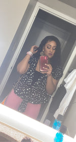 Load image into Gallery viewer, Black Spotted Stripe Flutter Top - ÈquilibreFashions
