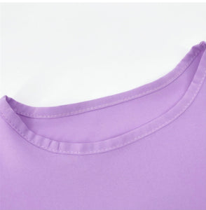 new stylish solid color puffed sleeve fit slim chiffon casual top (with belt) - ÈquilibreFashions