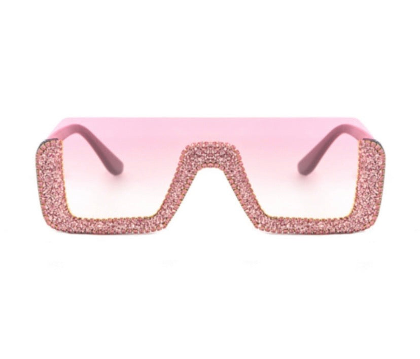 Half frame fashion rheinstone decor sunglasses - ÈquilibreFashions