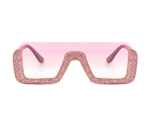 Half frame fashion rheinstone decor sunglasses - ÈquilibreFashions