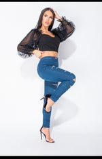 Load image into Gallery viewer, Mèlanie Mesh Long Sleeved Crop Top - ÈquilibreFashions
