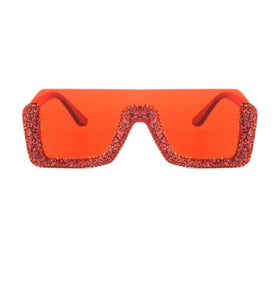 Half frame fashion rheinstone decor sunglasses - ÈquilibreFashions