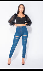 Load image into Gallery viewer, Mèlanie Mesh Long Sleeved Crop Top - ÈquilibreFashions

