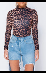 Load image into Gallery viewer, Leopard Print High Neck Long Sleeve Bodysuit - ÈquilibreFashions
