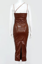 Load image into Gallery viewer, LEATHER SPLIT DRESS - ÈquilibreFashions
