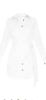 Load image into Gallery viewer, Women&#39;s Button Down Shirt Dress Long Sleeve Blouse Drawstring Pencil Skirt Business Office Dress - ÈquilibreFashions
