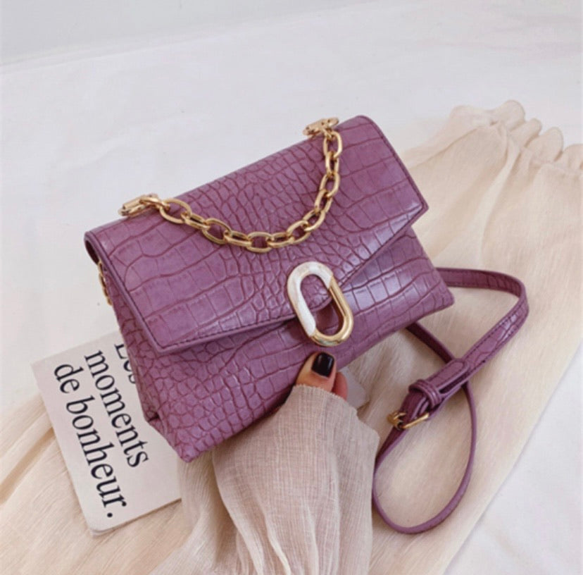 New four colors crocodiles magnetic buckle closure stylish PU crossbody - ÈquilibreFashions