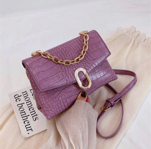 New four colors crocodiles magnetic buckle closure stylish PU crossbody - ÈquilibreFashions